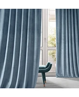 Half Price Drapes Copenhagen Blue Signature Plush Velvet Hotel Blackout Curtain