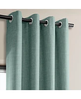 Half Price Drapes Sea Thistle Grommet Textured Faux Linen Room Darkening Curtain