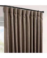 Half Price Drapes Dutch Cocoa Extra Wide Textured Faux Linen Room Darkening Curtain