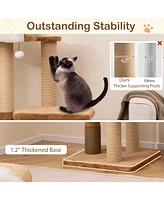 Modern Cat Tree for Indoor Cats with Plush Padded Perch & Dangling Ball Cozy & Fun Cat Tower