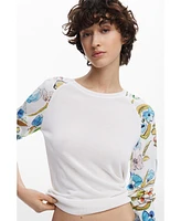 Desigual Women's Floral sleeve sweater