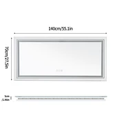 Luvodi 55.1 x 27.5 In Wall Mounted Bathroom Mirror Anti-fog Led Vanity Mirror for Home Hotel Salon