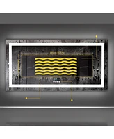 Luvodi 47 x 23 In Large Bluetooth Led Bathroom Mirror Smart Wall Vanity Mirror Anti-Fog