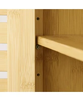 Unho Bathroom Wall Cabinet: Bamboo Wood Kitchen Wall Mounted Medicine Cabinet with 3 Shelves