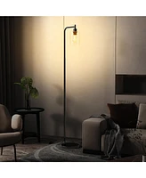 Modern Floor Lamp with Hanging Glass Lampshade and Foot Switch