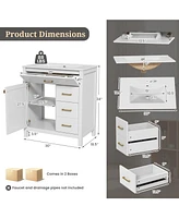 Single Bathroom Vanity with 2 Drawers and 1 Door Compact and Functional Storage Solution for Bathroom