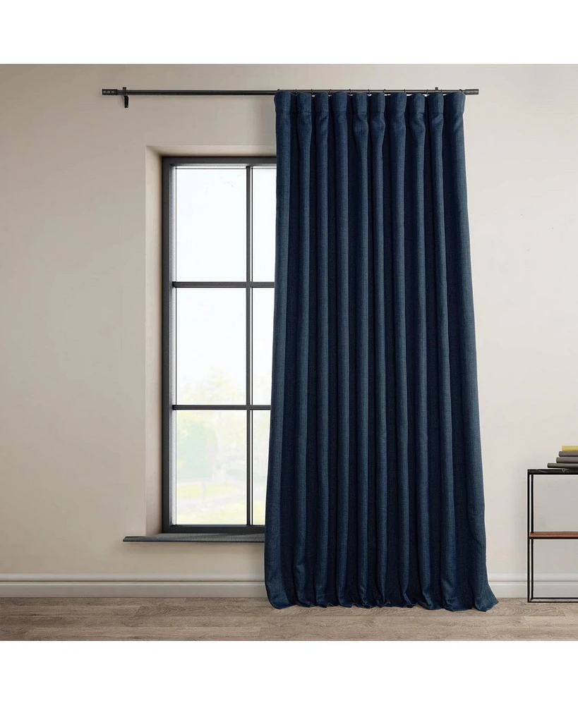 Half Price Drapes Indigo Extra Wide Textured Faux Linen Room Darkening Curtain