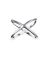 Bling Jewelry Delicate Thin Open Geometric Atomic X Criss Cross Silver Ring Sterling