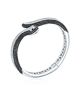 Bling Jewelry Exotic Serpent Bangle Bracelet with Cubic Zirconia Rhodium Plated Finish