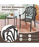 Gymax Pieces Cast Aluminum Chairs Set of 2 Stackable Patio Dining Chairs w/ Armrests
