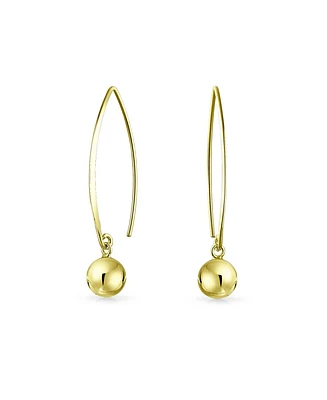 Bling Jewelry Minimalist Geometric Dangle Earrings 14K Gold Plated Sterling Silver 8MM Bead