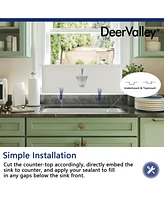 DeerValley Rectangular Fireclay 32" L x 19" W Fireclay Undermount Kitchen Sink with Basket Strainer and Sink Grid