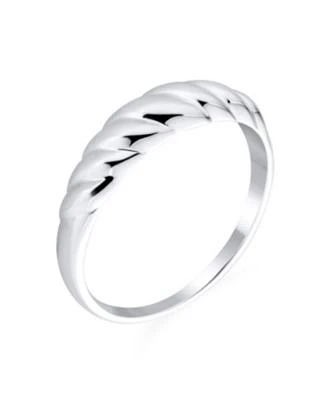Bling Jewelry Twisted Rope Cable Silver Ring with Braided Dome Croissant Design Sterling Silver