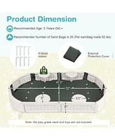 6 Feet Kids Oval Sandbox with Built-in Corner Seat and Bottom Liner