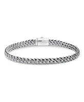 Black Spinel & Sterling Silver Dragon Bone Oval 5mm Chain Bracelet