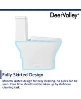 DeerValley Bathroom Toielt, One-Piece Toielt Dual-Flush Elongated Floor Mounted Toilet with White Glazed Surface(Seat Included)