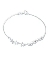 Bling Jewelry Dainty Celestial Chain Link Bracelet with Stars Sterling Silver 7-7.5 Inch