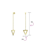 Bling Jewelry Minimalist Geometric Dangle Earrings 14K Gold Plated Sterling Silver Triangle Design