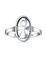 Bling Jewelry Eternal Key Of Life Ankh Cross Silver Ring For Men Sterling Signet