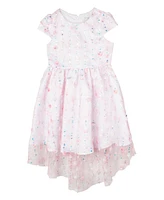 Rare Editions Toddler and Little Girls Floral Mesh with Embroidered Sequin Social Dress