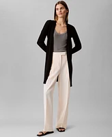 Calvin Klein Women's Cotton Ribbed Open-Front Duster Cardigan