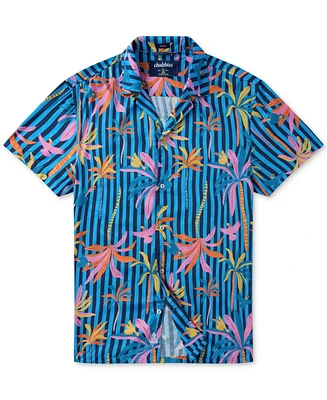 Chubbies Men's The Wild Blue Sunday Classic-Fit Tropical Stripe Button-Down Camp Shirt