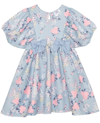 Disney Toddler and Little Girls Princess Flower Short Sleeve Dress