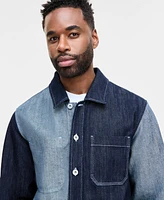 Hugo Boss Men's Eberse Relaxed Fit Two-Tone Button-Front Denim Shirt Jacket