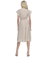 Dkny Women's Spread-Collar Button-Front Tie-Waist Dress