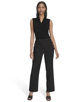 Halston Women's Button-Detailed Mid-Rise Ankle Pants