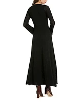 Women's Scoop Neck Long Sleeve Knit Maxi Dress