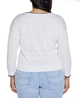 Belldini Plus Heart Pointelle Pullover Sweater