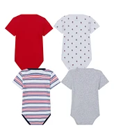 Tommy Hilfiger Baby Boys 4-Pack Signature Short Sleeve Bodysuits