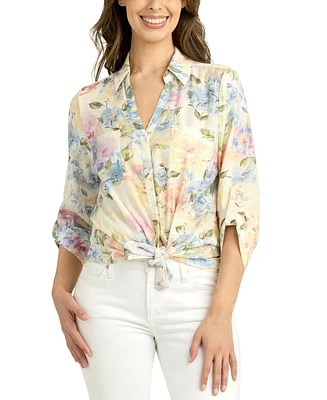 Bcx Juniors' Printed Button-Front Shirt