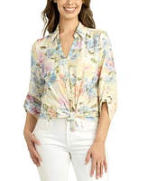 Bcx Juniors' Printed Button-Front Shirt