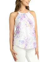 Bcx Juniors' Scalloped Floral Eyelet Halter Top