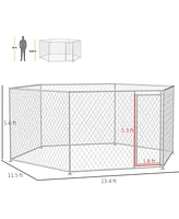 PawHut 13.4' x 11.5' x 5.6' Dog Kennel Outdoor W/ Lockable Door