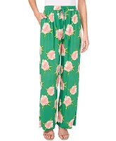 CeCe Women's Printed Pull-On Wide-Leg Pants