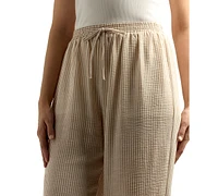 Bcx Juniors' Striped Elastic-Waist Wide-Leg Pants