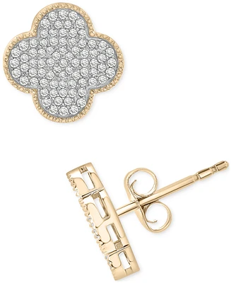 Macy's Men's Diamond Clover Stud Earrings (1/2 ct. t.w.) in 10k Yellow Gold
