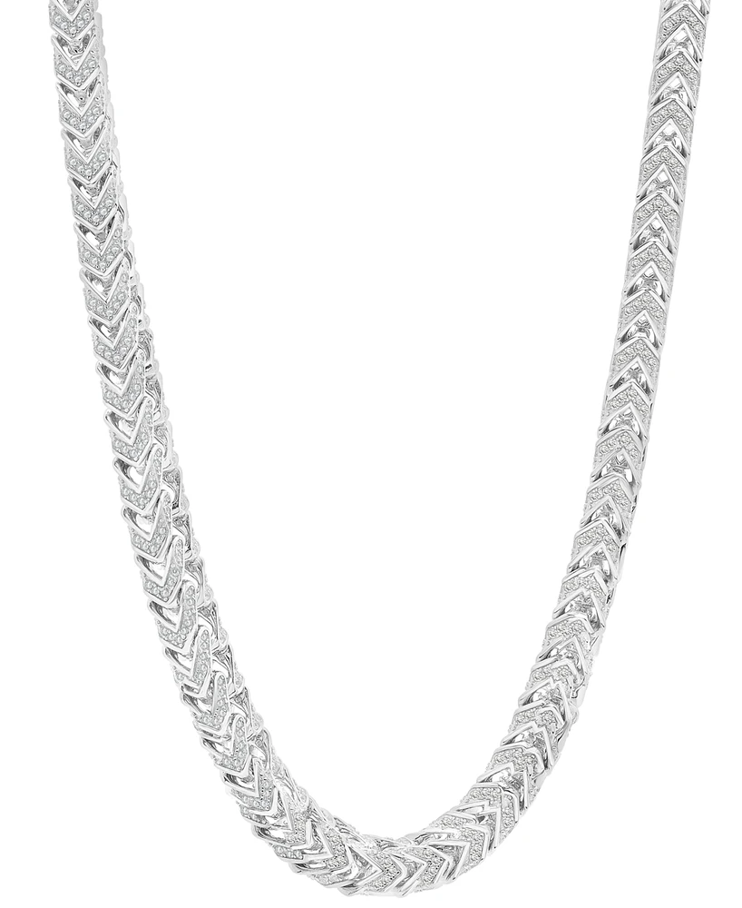 Macy's Men's Cubic Zirconia Franco Link 24" Chain Necklace in Sterling Silver