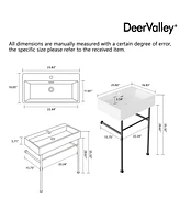 DeerValley Ceramic White Rectangular Single Faucet Hole 24 in Console Bathroom Sink with Overflow