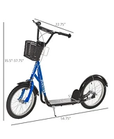 Aosom Kick Scooter Teen Ride On Children Scooter w/ Adjustable Handlebar Brakes