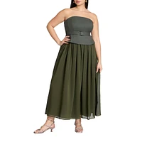 Eloquii Women's Plus Strapless Flowy Maxi Dress