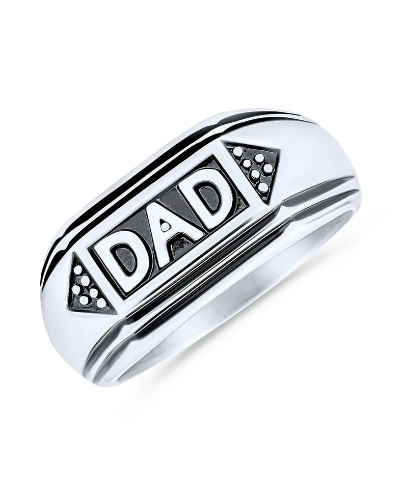 Bling Jewelry Stainless Steel Word Statement Band Signet Dad Ring Father's Day Gift