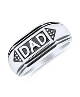 Bling Jewelry Stainless Steel Word Statement Band Signet Dad Ring Father's Day Gift