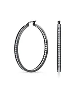 Bling Jewelry Round Channel Set Cz Hoop Earrings Silver Gold Tone Black Stainless Steel 2" Diameter