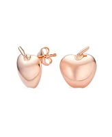 Bling Jewelry Fruit Teacher Pet Apple Of My Eye Stud Earrings Rose Gold Plated .925 Sterling Silver