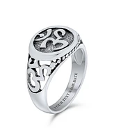 Bling Jewelry Religious Yogi Aum Om Signet Silver Ring for Men in Sterling Silver