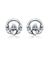 Bling Jewelry Classic Bff Celtic Heart Stud Earrings in Oxidized Sterling Silver